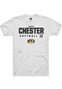 Katie Chester  Missouri Tigers White Rally NIL Stacked Box Short Sleeve T Shirt