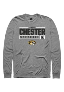 Katie Chester  Missouri Tigers Grey Rally NIL Stacked Box Long Sleeve T Shirt