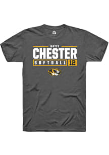 Katie Chester  Missouri Tigers Dark Grey Rally NIL Stacked Box Short Sleeve T Shirt