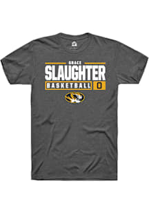 Grace Slaughter  Missouri Tigers Dark Grey Rally NIL Stacked Box Short Sleeve T Shirt