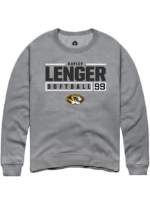 Kayley Lenger  Rally Missouri Tigers Mens Grey NIL Stacked Box Long Sleeve Crew Sweatshirt