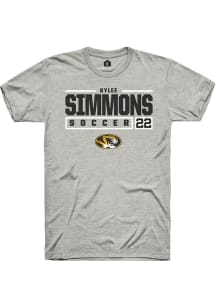 Kylee Simmons  Missouri Tigers Ash Rally NIL Stacked Box Short Sleeve T Shirt