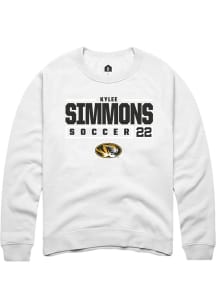Kylee Simmons  Rally Missouri Tigers Mens White NIL Stacked Box Long Sleeve Crew Sweatshirt