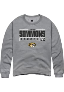 Kylee Simmons  Rally Missouri Tigers Mens Grey NIL Stacked Box Long Sleeve Crew Sweatshirt