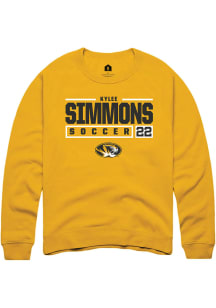 Kylee Simmons  Rally Missouri Tigers Mens Gold NIL Stacked Box Long Sleeve Crew Sweatshirt