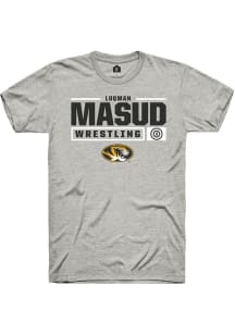 Luqman Masud  Missouri Tigers Ash Rally NIL Stacked Box Short Sleeve T Shirt