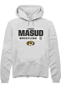 Luqman Masud  Rally Missouri Tigers Mens White NIL Stacked Box Long Sleeve Hoodie