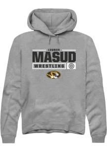 Luqman Masud  Rally Missouri Tigers Mens Grey NIL Stacked Box Long Sleeve Hoodie