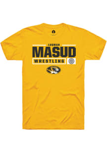 Luqman Masud  Missouri Tigers Gold Rally NIL Stacked Box Short Sleeve T Shirt