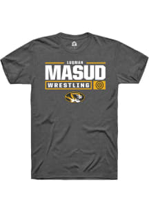 Luqman Masud  Missouri Tigers Dark Grey Rally NIL Stacked Box Short Sleeve T Shirt