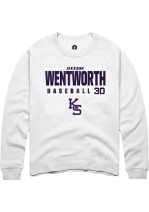 Jackson Wentworth Rally Mens White K-State Wildcats NIL Stacked Box Crew Sweatshirt