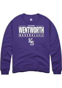 Jackson Wentworth Rally Mens Purple K-State Wildcats NIL Stacked Box Crew Sweatshirt