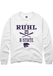 Ty Ruhl Rally Mens White K-State Wildcats NIL Sport Icon Crew Sweatshirt