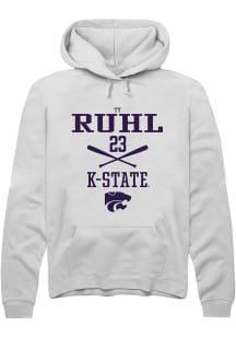 Ty Ruhl Rally Mens White K-State Wildcats NIL Sport Icon Hooded Sweatshirt