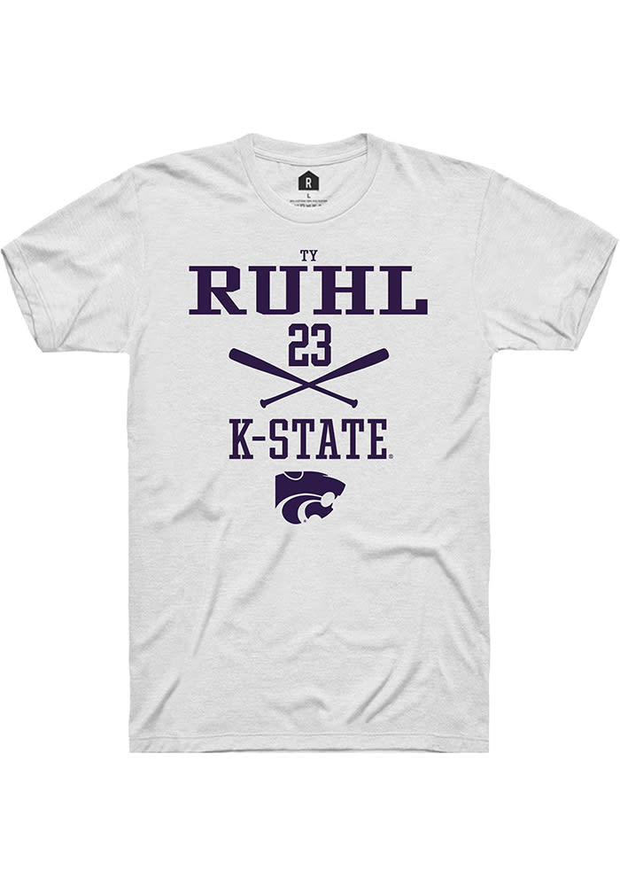 Ty Ruhl K-State Wildcats White Rally NIL Sport Icon Short Sleeve T Shirt