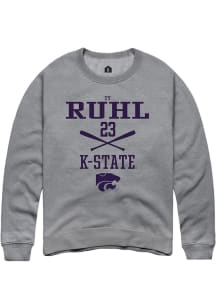 Ty Ruhl Rally Mens Graphite K-State Wildcats NIL Sport Icon Crew Sweatshirt