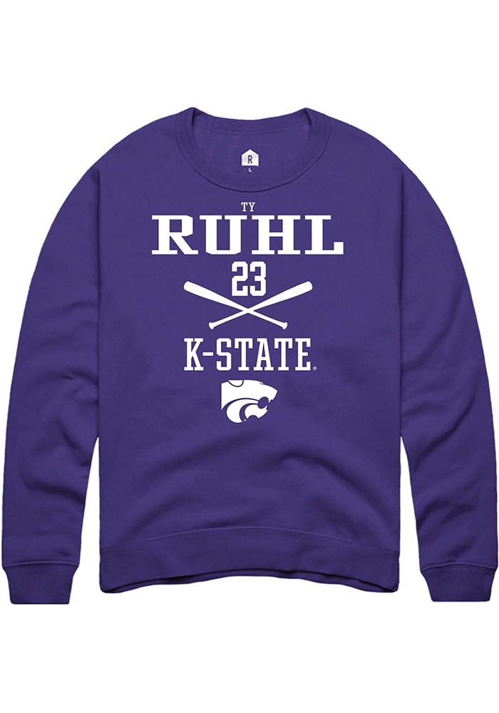 Ty Ruhl Rally K-State Wildcats Mens Purple NIL Sport Icon Long Sleeve Crew Sweatshirt