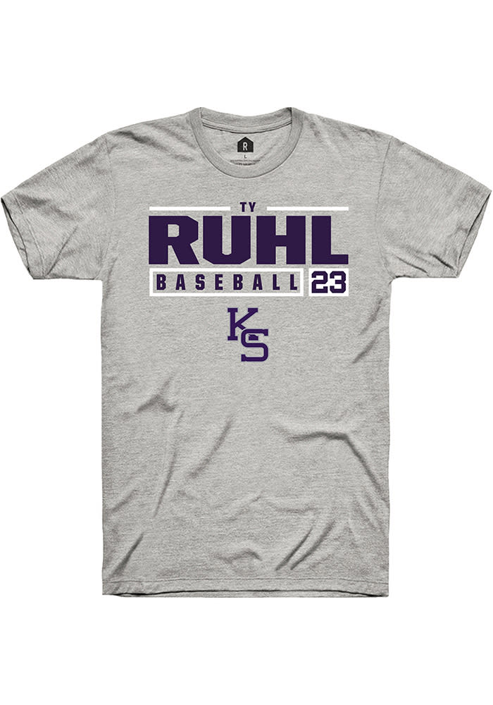 Ty Ruhl K-State Wildcats Grey Rally NIL Stacked Box Short Sleeve T Shirt