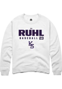 Ty Ruhl Rally Mens White K-State Wildcats NIL Stacked Box Crew Sweatshirt