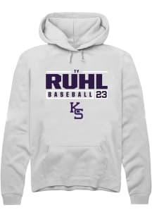 Ty Ruhl Rally Mens White K-State Wildcats NIL Stacked Box Hooded Sweatshirt