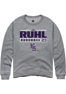 Ty Ruhl Rally Mens Graphite K-State Wildcats NIL Stacked Box Crew Sweatshirt