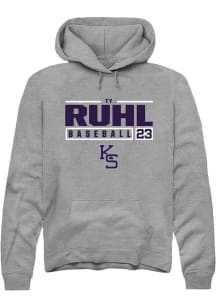 Ty Ruhl Rally Mens Graphite K-State Wildcats NIL Stacked Box Hooded Sweatshirt