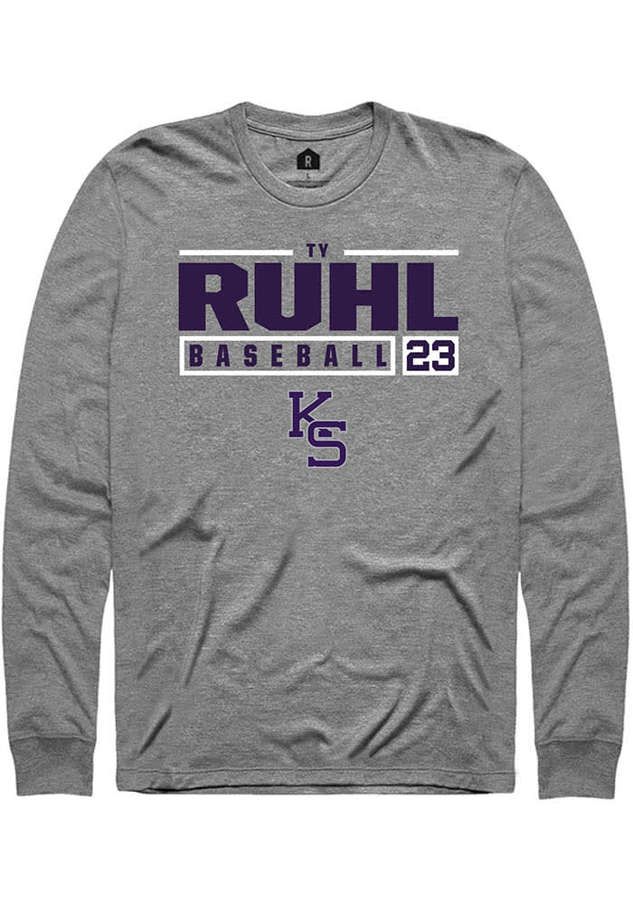 Ty Ruhl K-State Wildcats Grey Rally NIL Stacked Box Long Sleeve T Shirt