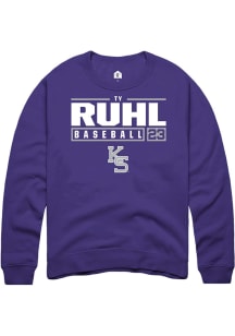 Ty Ruhl Rally Mens Purple K-State Wildcats NIL Stacked Box Crew Sweatshirt