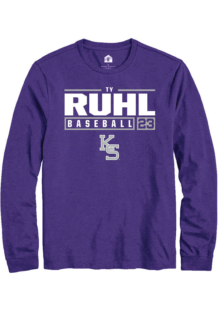 Ty Ruhl K-State Wildcats Purple Rally NIL Stacked Box Long Sleeve T Shirt