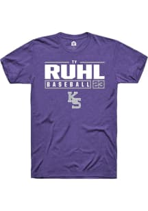 Ty Ruhl Purple K-State Wildcats NIL Stacked Box Short Sleeve T Shirt