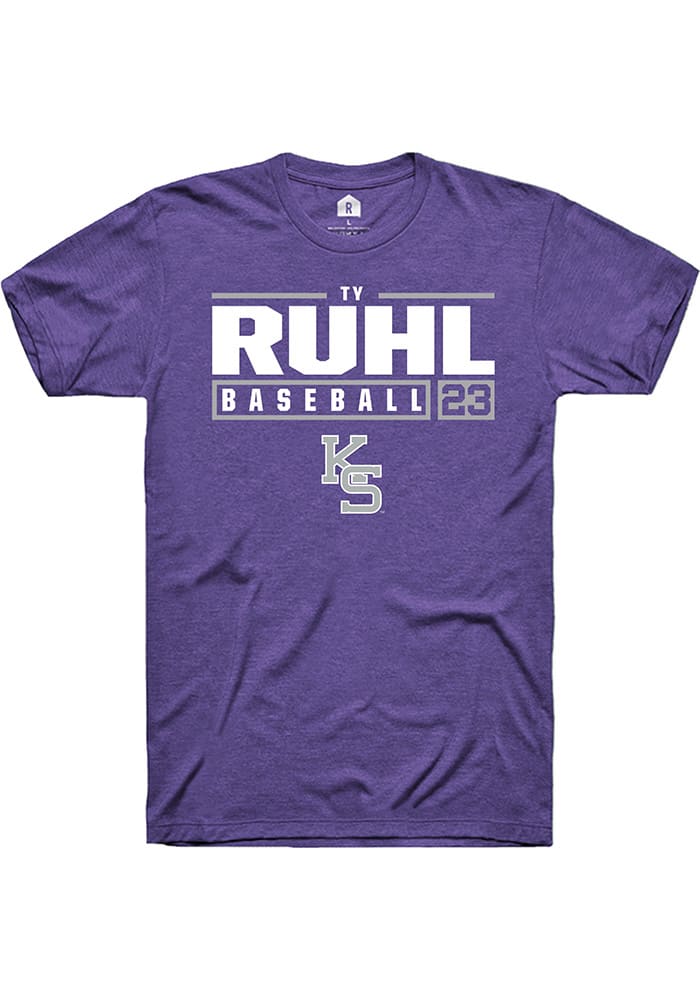 Ty Ruhl K-State Wildcats Purple Rally NIL Stacked Box Short Sleeve T Shirt