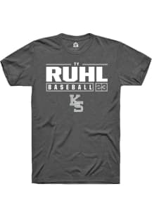 Ty Ruhl Dark Grey K-State Wildcats NIL Stacked Box Short Sleeve T Shirt