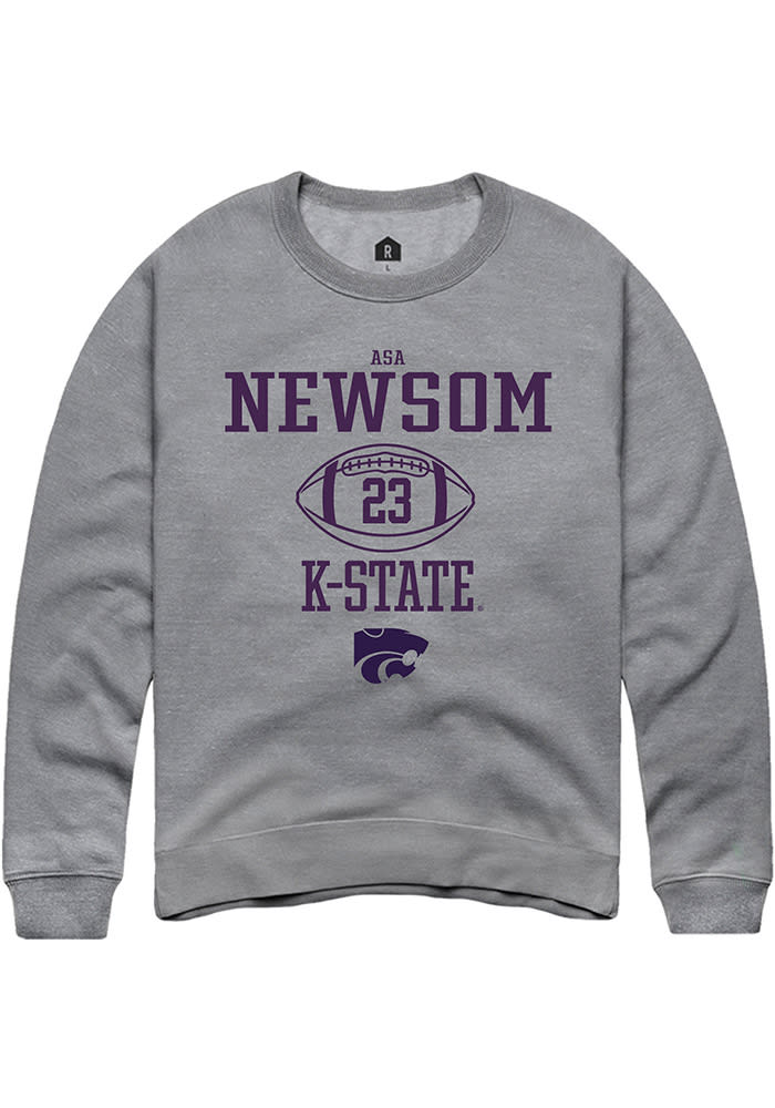 Asa Newsom Rally K-State Wildcats Mens Grey NIL Sport Icon Long Sleeve Crew Sweatshirt