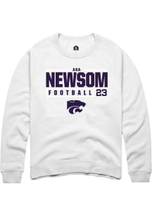 Asa Newsom Rally Mens White K-State Wildcats NIL Stacked Box Crew Sweatshirt