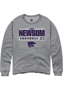 Asa Newsom Rally Mens Graphite K-State Wildcats NIL Stacked Box Crew Sweatshirt