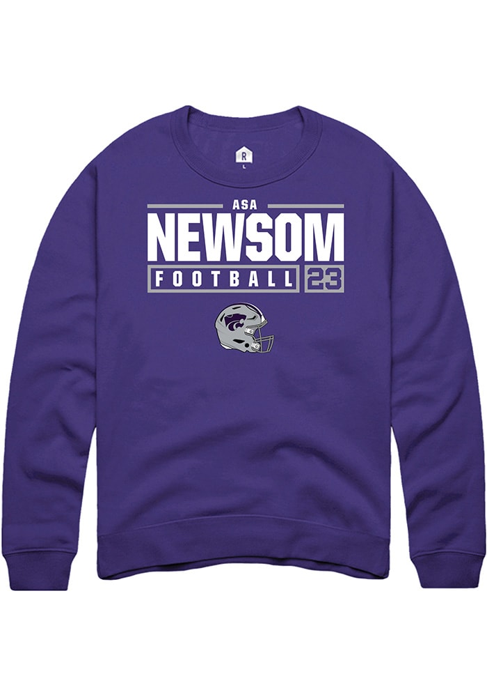 Asa Newsom Rally K-State Wildcats Mens Purple NIL Stacked Box Long Sleeve Crew Sweatshirt