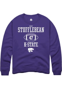 Cody Stufflebean Rally Mens Purple K-State Wildcats NIL Sport Icon Crew Sweatshirt