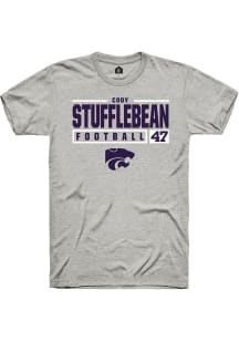 Cody Stufflebean Ash K-State Wildcats NIL Stacked Box Short Sleeve T Shirt