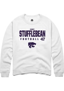 Cody Stufflebean Rally Mens White K-State Wildcats NIL Stacked Box Crew Sweatshirt