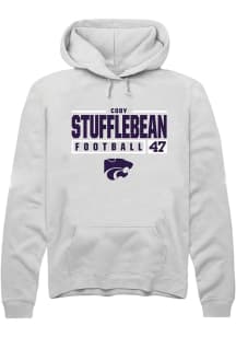 Cody Stufflebean Rally Mens White K-State Wildcats NIL Stacked Box Hooded Sweatshirt