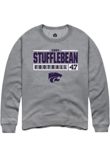 Cody Stufflebean Rally Mens Graphite K-State Wildcats NIL Stacked Box Crew Sweatshirt