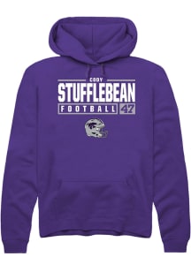 Cody Stufflebean Rally Mens Purple K-State Wildcats NIL Stacked Box Hooded Sweatshirt