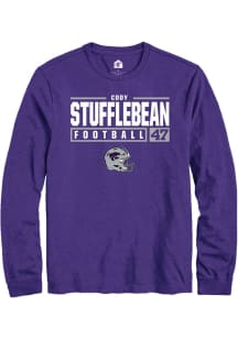 Cody Stufflebean Rally Mens Purple K-State Wildcats NIL Stacked Box Tee