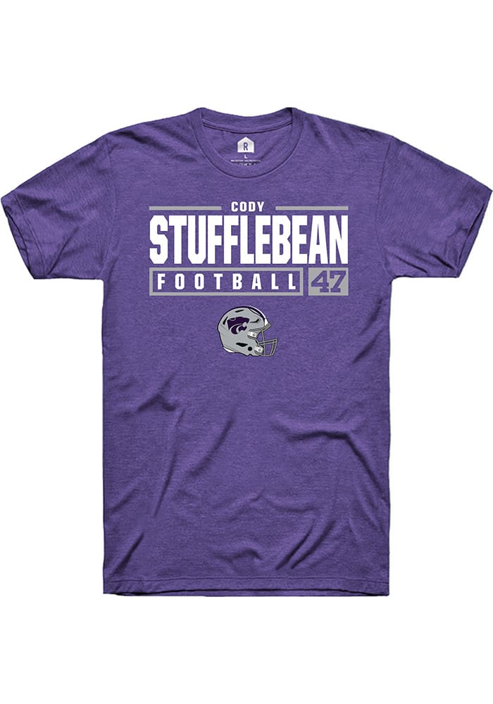 Cody Stufflebean K-State Wildcats Purple Rally NIL Stacked Box Short Sleeve T Shirt