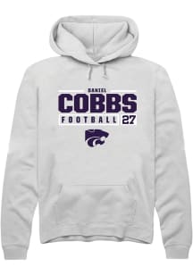 Daniel Cobbs Rally Mens White K-State Wildcats NIL Stacked Box Hooded Sweatshirt