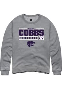 Daniel Cobbs Rally Mens Graphite K-State Wildcats NIL Stacked Box Crew Sweatshirt