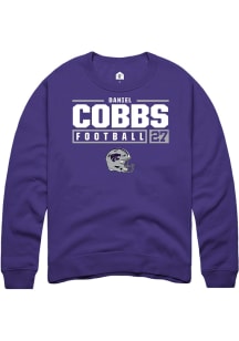 Daniel Cobbs Rally Mens Purple K-State Wildcats NIL Stacked Box Crew Sweatshirt