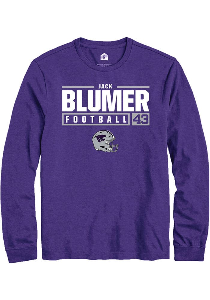 Jack Blumer K-State Wildcats Purple Rally NIL Stacked Box Long Sleeve T Shirt