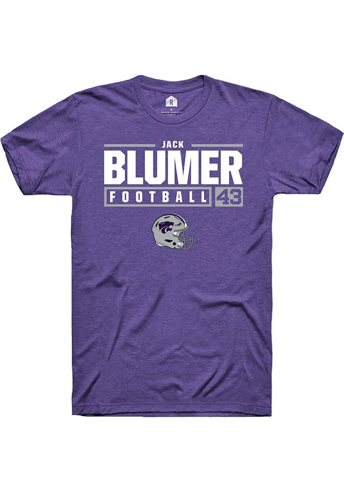 Jack Blumer K-State Wildcats Purple Rally NIL Stacked Box Short Sleeve T Shirt