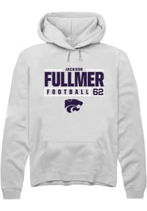 Jackson Fullmer Rally Mens White K-State Wildcats NIL Stacked Box Hooded Sweatshirt